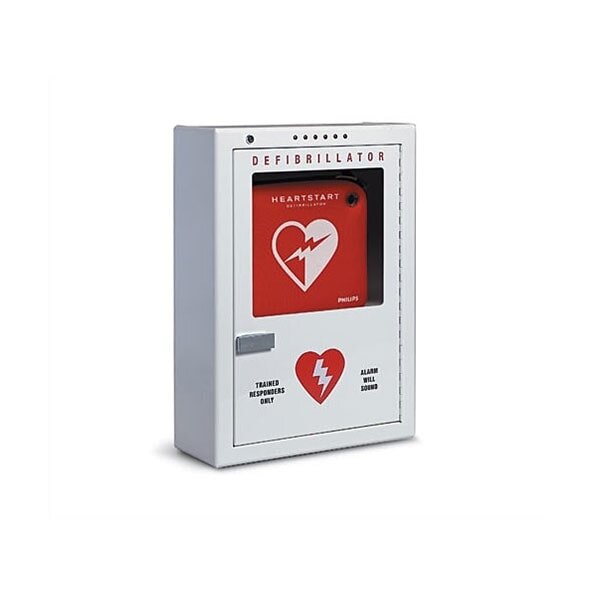 Philips Premium AED Cabinet - Standard Size Surface-Mount with Audible Alarm and Strobe Light